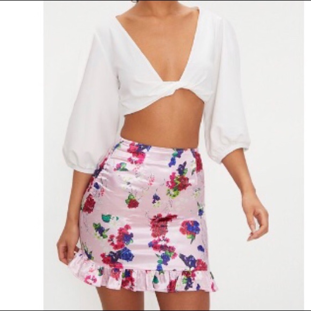 Satin Floral Skirt